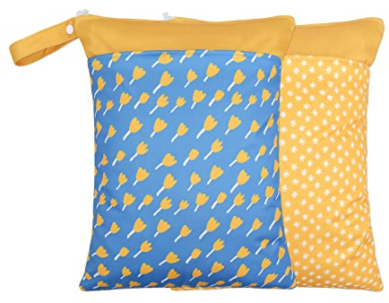 Lot de 2 sacs humides/secs pour couches de bébé et tire-lait, sacs imperméables et réutilisables avec deux poches à fermeture éclair, sac de sport, poussette, yoga, articles de toilette, organisateur