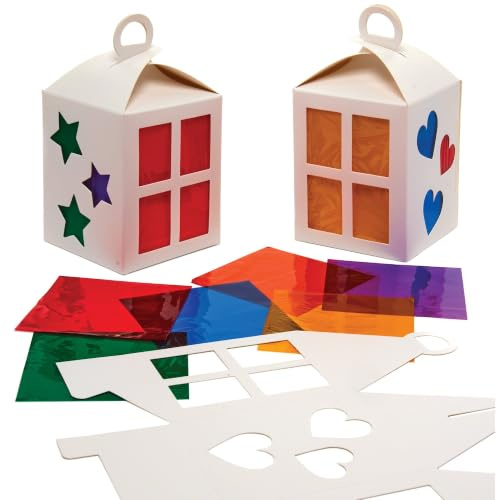 Baker Ross FX328 Papierlaternen Bastelset, 4er-Pack, Buntglas Effekt Laternen zum Basteln und Dekorieren für Kinder