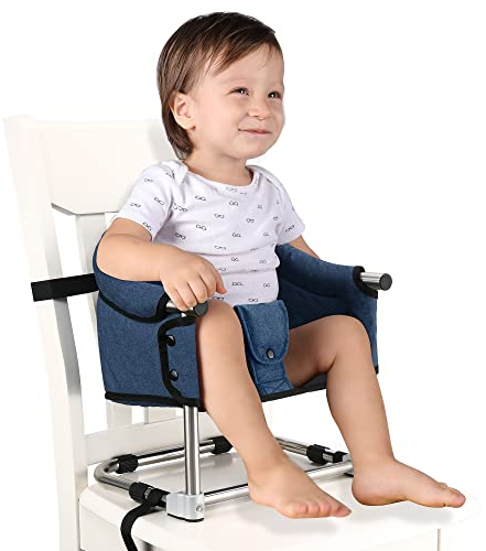Toogel Sitzerhöhung Stuhl, Boostersitz Baby, Tragbarer Baby Hochstuhl Faltbar Kindersitz für Kinder 6-36 Monaten mit Sicherheitsgurt, 3 Höhen, Transporttasche für Zuhause und Unterwegs (Blau)