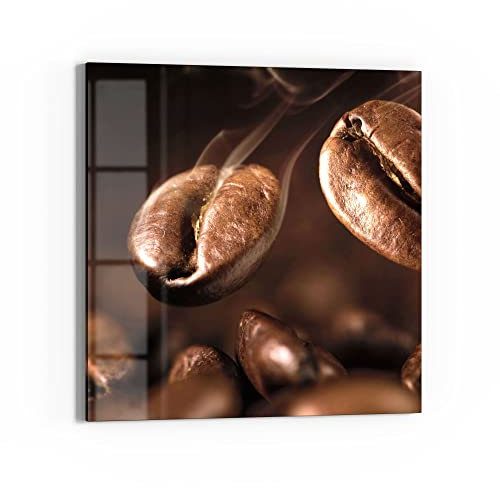 DEQORI Glas-Magnettafel | 50x50 cm groß | Motiv Duftende Kaffeebohnen | Memo-Board aus Glas | Magnetboard inkl. Magnete, Stift & Tuch für Küche & Büro | Tafel magnetisch & beschreibbar