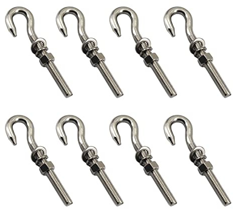 Lot de 8 boulons à œillet M8 en acier inoxydable avec écrou et rondelles à tige filetée longue tige filetée