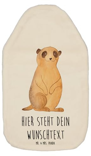 Mr. & Mrs. Panda Wärmflasche mit Namen Erdmännchen - Weiß