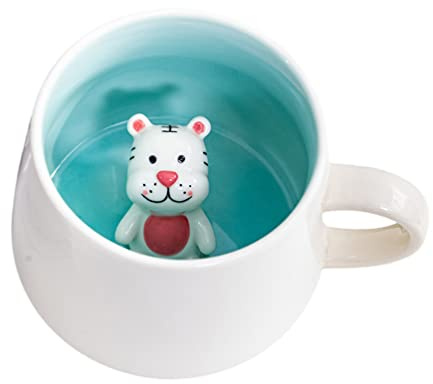 Biigming Tasse mit Tiger 3d Tier Tasse 12oz Kaffeetasse Handgemachte Figur Milch Teetasse Lustige Geschenke für frauen Freunde Kinder Mädchen Frau Geburtstagsgeschenk(Tiger)