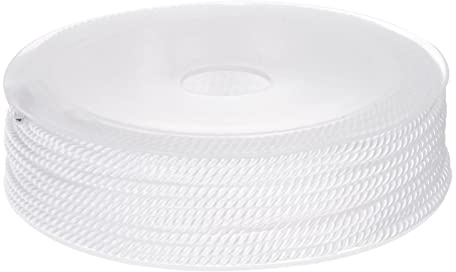 sourcing map Trenzado Nylon Cordel Hilo Rebordear Cordón 2mm 13M/43 Pies Extrafuerte Trenzado Nylon Cuerda para Elaboración Pulseras Joyería Fabricación, Blanco