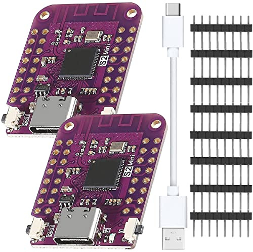 Youmile 2 pcs Mini WiFi Board S2 Mini V1.0.0 WiFi IOT development board Based ESP32-S2 FN4R2 ESP32-S2 4MB Flash Type-C Connect 2MB PSRAM Version with Type-c to USB cable
