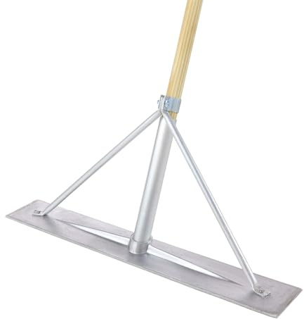 Heavy Duty Metal Spazzle Tarmac Rake – Professional Asphalt Lute & Concrete Screed Levelling Tool – Durable Steel Head with Long Handle for Groundwork & Landscaping