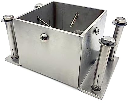 Pfostenträger Aufschraubhülse Edelstahl 2x2 3x3 4x4 5x5 6x6 7x7 8x8 Zoll, Pfostenträger Für Beton/ Holzterrasse/ Pergola/ Briefkasten, Geländerpfostenverankerung Quadratisch ( Size : 50x50 mm (2x2 in)