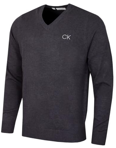 Calvin Klein Mens V-Neck Tour Golf Sweater - Steel Grey - XL