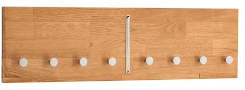 Lomadox Massivholz Eiche Garderobenpaneel Wandgarderobe Garderobenleiste Kleiderhakenleiste 8 Kleiderhaken Metall 1 Klapphaken 80x22x2,5 cm