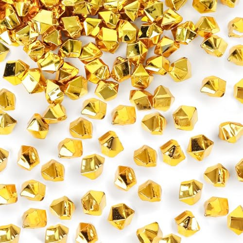 DomeStar 550PCS Gold Vase Fillers, Acrylic Fake Crushed Ice Fake Rocks Gold Nuggets Gems Plastic Diamonds for Vase Fillers Centerpiece Table Scatter Photography Props Display Decoration