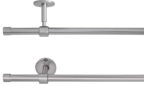 metablo Gardinenstange ausziehbar, Wand- und Deckenmontage, Endstück Kappe, Vorhangstange Fenster, Komplettgarnitur 2in1, Teleskopgardinenstange 16/19mm Edelstahl-Optik 160-280 cm