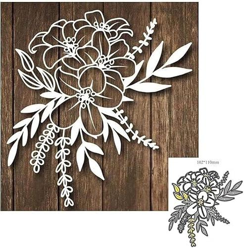 Silver Flower Dies for Card Making, Metal Die Cuts,Blossom Cutting Dies Cut Stencils DIY Scrapbooking Photo Album Decorative Embossing Paper Card Making Craft,Die-Cutting and Embossing