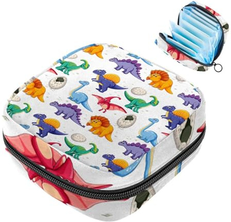 Damenbinden-Aufbewahrungsbeutel für Damen, große Kapazität, Menstruationspad-Tasche, Dinosaurier, nahtloses Muster, Menstruationstaschen, Tampon-Sammelhalter, Geldbörse