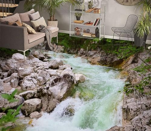 Benutzerdefinierte Boden Wasserdichte Stereo-Aufkleber 3D-Flusssteine, 150 x 105 cm 3D-Bodenfliesen Aufkleber Bodenbelag Tapete Wandbild PVC Wasserdicht selbstklebende Tapete Wohnkultur