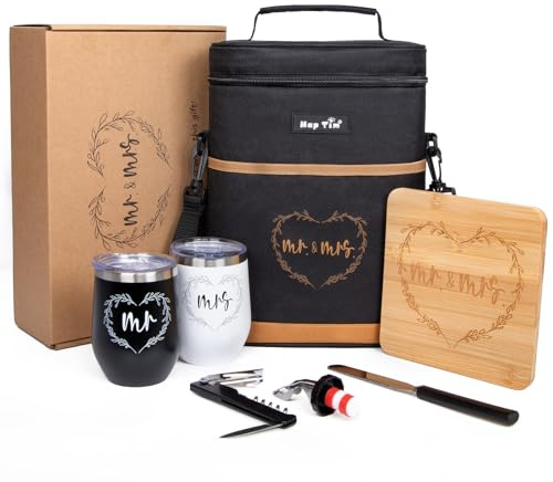 Hap Tim Hochzeitsgeschenke: Mr. & Mrs. Weinkühltasche mit Zubehör, Geschenkset für Paare