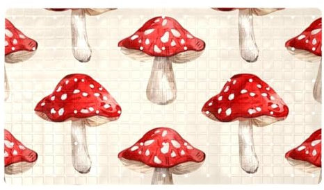 Cute Fun Red Mushroom rutschfeste Badewanneneinlage Bodenmatte, schnell trocknend und extra lang, perfekt für Erwachsene, Frauen und Familie, sicher und leicht zu reinigen