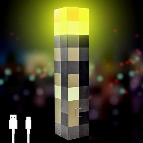 LED Wall Torch Night Light, 4-Colour Night Light, USB Rechargeable Lighting,28cm Bedside Lamp Gaming Room Decor, Hallway Decor, Home Decor Room Essentials, Video Game Gifts and Collectibles