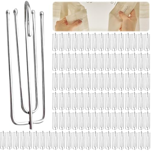 100 stycken gardinkrokar metall med 4 zinkar: WANDGU rostfritt stål gardiner krokar, klämma klämkrokar gardinkrokar, zinkar pinch gardin veck krokar för gardinringar och duschdraperier gardiner