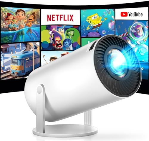 Mini vidéoprojecteur 4K 1080P, Smart Projector prend en charge 5G WiFi6, BT 5.0 avec Android OS, correction automatique du trapèze, entrées HDMI/USB, projecteur de film d'extérieur rotatif à 180°,