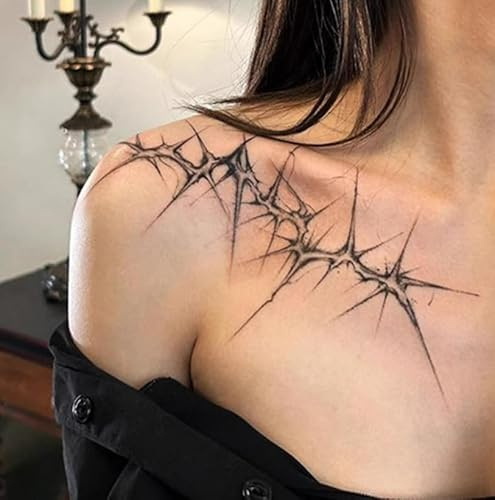 Temporary Tattoos Stickers Fake Tattoos Sexy Clavicle Waist Large Picture Scar Cover Thorn Herbal Juice Men And Women Waterproof Semi-Permanent Lasting 2 Weeks