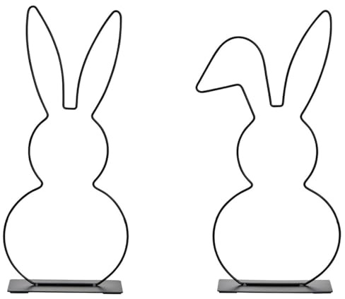 matrasa 2er Set Aufsteller Hase aus Metall schwarz - Osterhase Drahthase Osterdeko Silhouette 17x39x8cm