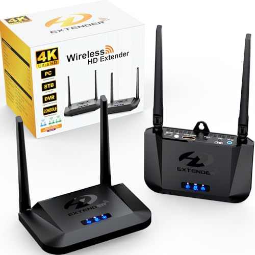 Wireless HDMI Transmitter and Receiver, 4K@30 Hz, 300 m Reichweite, HDMI-Loop-Out, duales Kühlsystem, 9 Kanäle, 1TX zu 3RX, Streaming von Receiver, PC, Überwachungskamera auf TV, Beamer oder Monitor