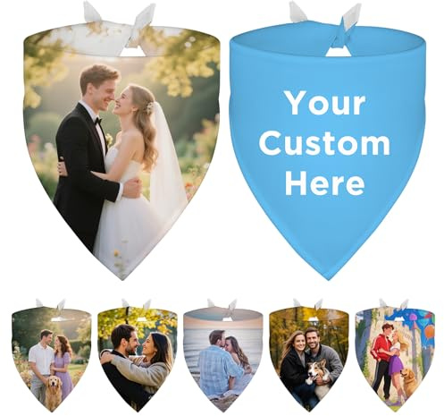 Verlobungsgeschenk, personalisiertes Hochzeits-Hundehalstücher mit Foto-Namen, individueller Haustier-Schal für kleine, mittelgroße und große Hunde, Hochzeitsfoto-Requisite