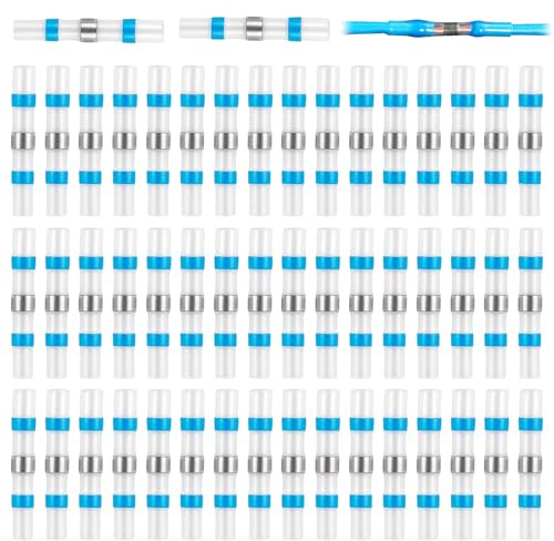 50 Piezas Conectores de Soldadura, Conectores de Cable Impermeables con Tubo Termorretráctil Transparente, Tubo Termorretráctil con Estaño para Soldadura, Conectores de Empuje Impermeables 1,5-2,5 mm²