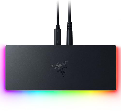 Razer Thunderbolt 5 Dock Chroma - 10 ports USB-Dock - 3x DisplayPort USB-C - Ethernet - Passthrough 140W - SD/UHS card - 2x USB-A - M.2 extension - UK connector - PC/Mac | Black