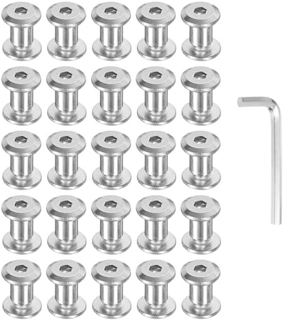 PATIKIL Vis Chicago Hex M4x4mm 5x6mm, 20Pcs 304 Acier Inoxydable Métrique Hex Drive Socket Cap Vis À Chapeau Pour Réparation De Meubles Album Ceinture En Cuir Scrapbook, Argent