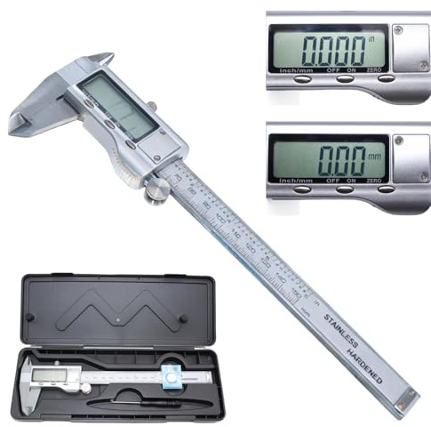 Digital Vernier Caliper, 150mm 4 Measurement Modes vernier gauge Electronic Measuring Stainless Steel Digital Caliper Precision Micrometer ±0.001in Accuracy Inch/Metric/Fraction Conversion