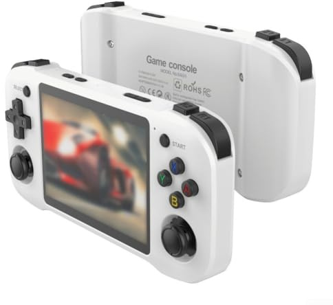 R46H Handheld-Spielekonsole, mit 11,4 cm IPS-HD-Bildschirm Open Source und WiFi-Konnektivität für Linux Classic Spiele (R46H-64G weiß)