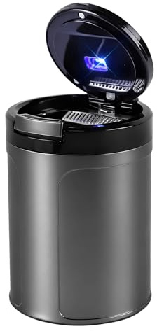 Kytpyi Cendrier Voiture, Cendrier Anti Odeur, Portable Scellé Car Ashtray avec Couvercle, Lumière LED Automatique, pour Voiture, Maison, Bureau, Balcon (Noir)