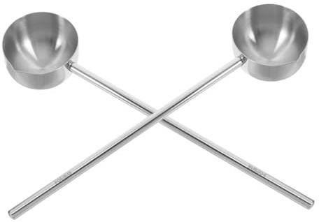 IOBIDDYS 2 pièces Louche Acier Inoxydable Mini Compacte pour Cuisine Ustensile Robuste Multifonction Manche Long pour Verser Huile et Soupe Usage Domestique et Professionnel