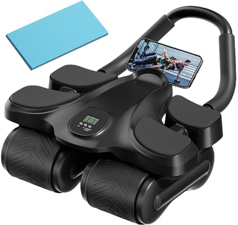 Rullo per addominali, con timer, supporto per gomito, a quattro ruote con supporto per gomito, per esercizi muscolari, fitness, allenamento della forza, casa, palestra, ufficio, dormitorio