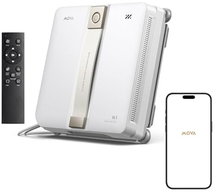 MOVA N1 Fensterputzroboter, kompakt, Dualflügel-Sprühreinigungssystem, 8000 Pa Saugkraft, Sicherheitsvorrichtung, intelligente Wegplanung für vollständige Abdeckung, All-in-One