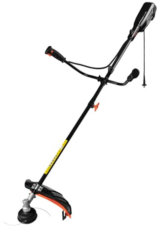 Dnipro-M Desbrozadora Eléctrica 1200W, Cortabordes con Hilo 420 mm y Cuchilla 3T 255 mm, 7500 RPM, Eje Metálico Desmontable, Manillar en T, Arbustos y Césped. 120S