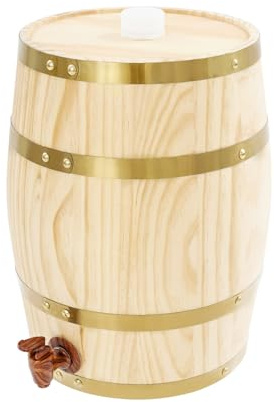 DunleyMin Botte di legno da 10 l con rubinetto, botte da whisky verticale per vino, whisky, rum, barile decorativo per bar