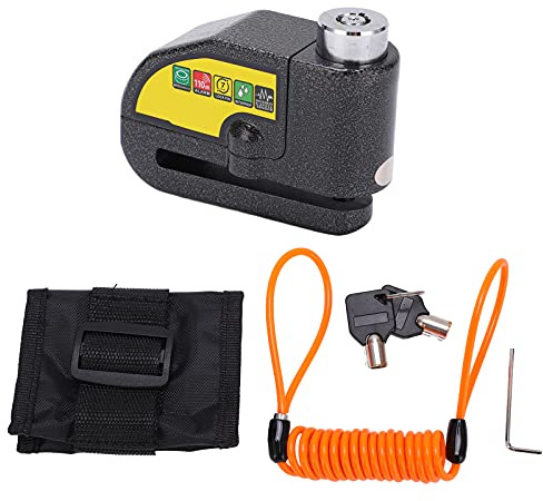 HOSEONFN Bloqueo de freno de disco Alarma de seguridad Herramienta antirrobo de acero impermeable para coches eléctricos (Juego de tres piezas de bloqueo de freno de disco negro)