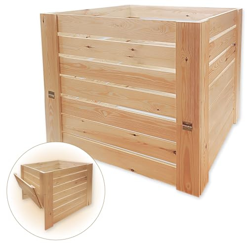 MG Design Compostador de Madera 500L – compostera de jardín con Puerta, contenedor de Compost Exterior para residuos orgánicos y Vegetales