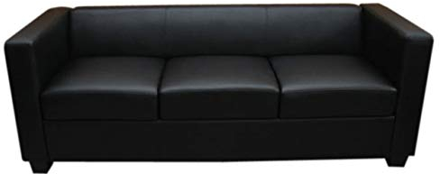 Mendler 3er Sofa Couch Loungesofa Lille - Leder, schwarz