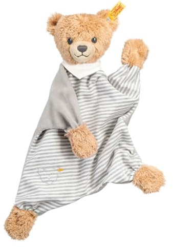 Steiff Kuscheltier Schlaf-gut-Bär Schmusetuch, Süßes Stofftier, Jungen, Mädchen & Babys ab 0 Monaten, Plüschtier 30 cm, Hellgrau, 239915