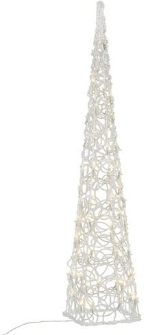 LED Pyramide Lichterkegel – Beleuchtung für Weihnachten innen außen – Acryl-Figur mit Trafo IP44 Timer 60 LED warm-weiß 90 cm hoch Xmas-Deko