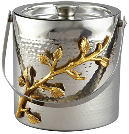 Elegance Golden Vine Ice Bucket, 6.25, Silver/Gold