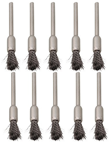 BQLZR Pen Shape 6MM End Brushes Stainless Steel Wire Brush Drill End 1/8 Shank Pack of 10