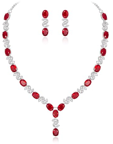 Clearine Damen Elegant Delicate Cubic Zirconia Unendlichkeit Y-Form Halskette Dangle Ohrringe Set