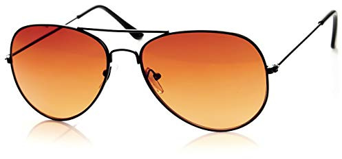 KISS AIR FORCE Sonnenbrille Herren Damen – Metall Pilot Gestell mit Tropfenförmigen Gläsern – UV400 & Polarisierte für Klare Sicht – Gelbe Fahrbrille & Blaulichtfilter – Ikonischer Vielseitiger Stil