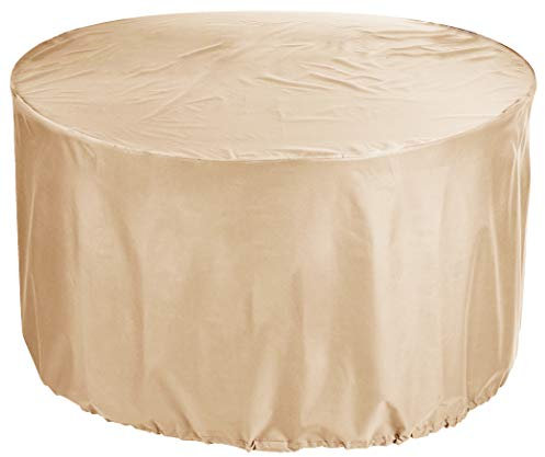 Kaufpirat Housse de Protection pour Table Ronde Ø 220x90 cm Bâche Bain de Soleil Couverture de Table de Jardin Housse protectrice pour mobilier de Jardin en Polyester Oxford Beige