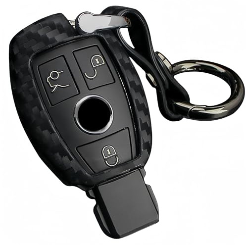 M.JVisun Doux Silicone Caoutchouc Clef Coque Porte-clés pour Mercedes-Benz Classe A B C E S G M V CLA CLS GLA GLC GLE GLK GL GLS SL SLK SLC Viano pour Metris Clé de Voiture - Noir - Rond Porte-clé