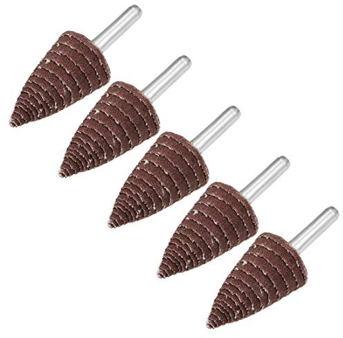 sourcing map 25mm Roue lamelles abrasives forme cône 1/8 Pouce Queue ébavurage 120 Grain 5Pcs